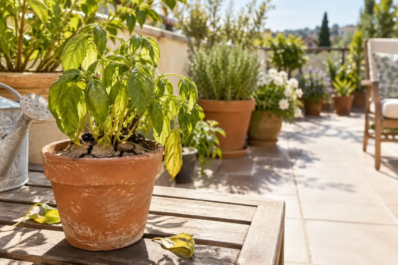Terrasse plein soleil : le pot trop petit qui dessèche vos plantes