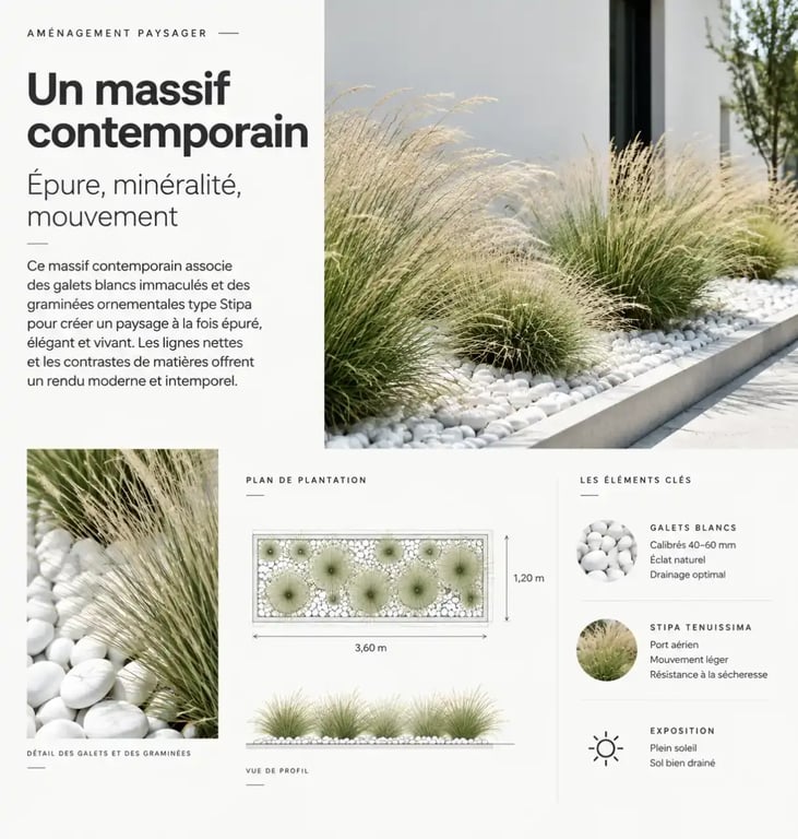 Idée déco massif avec galets style contemporain