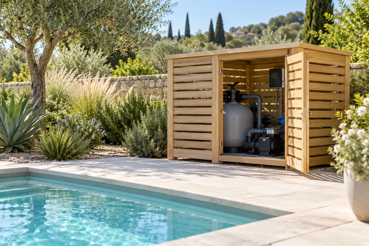 Abri pompe de piscine : protéger la filtration sans l’enfermer