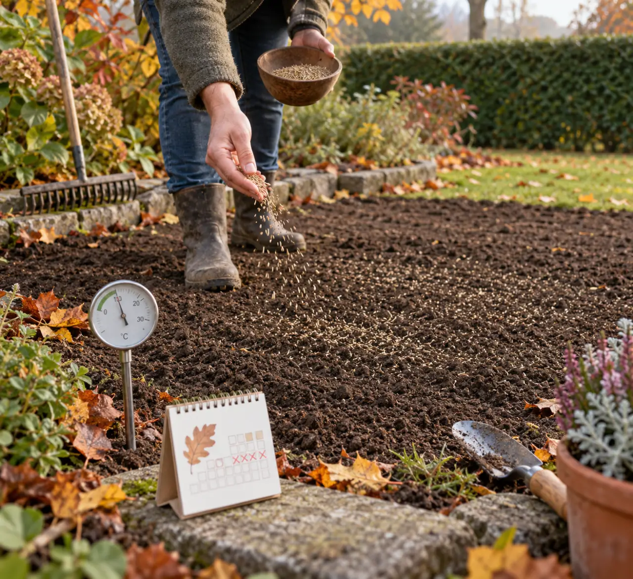 Semer une pelouse en automne : 10 °C au sol et 5 semaines avant le gel